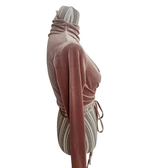 Open Edit Velour Mocha crop top women's size S - Picture 3 of 3